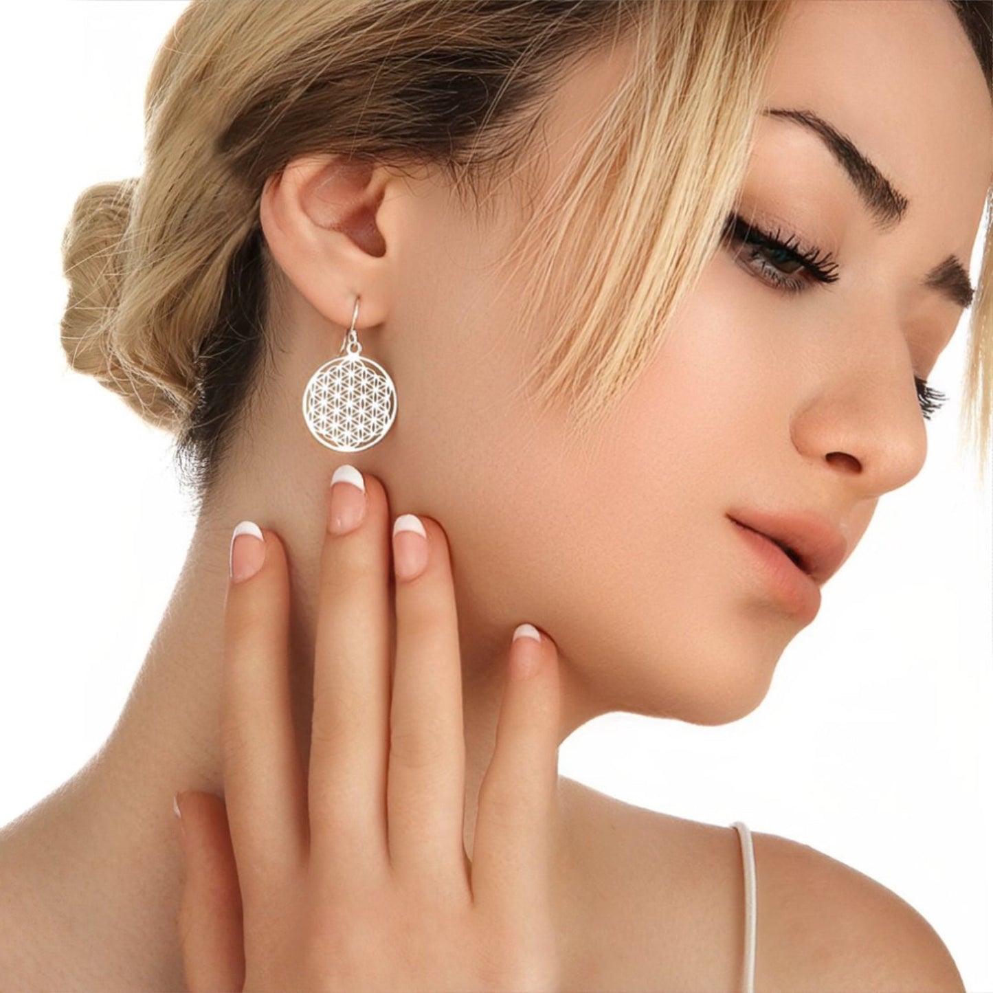 Floral Earrings 925 Sterling Silver Flower of Life Romantic Earrings…