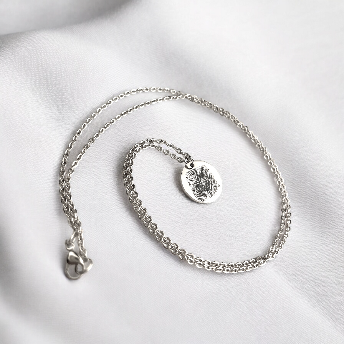 Personalized Stainless Steel Necklace with Fingerprint & Custom…