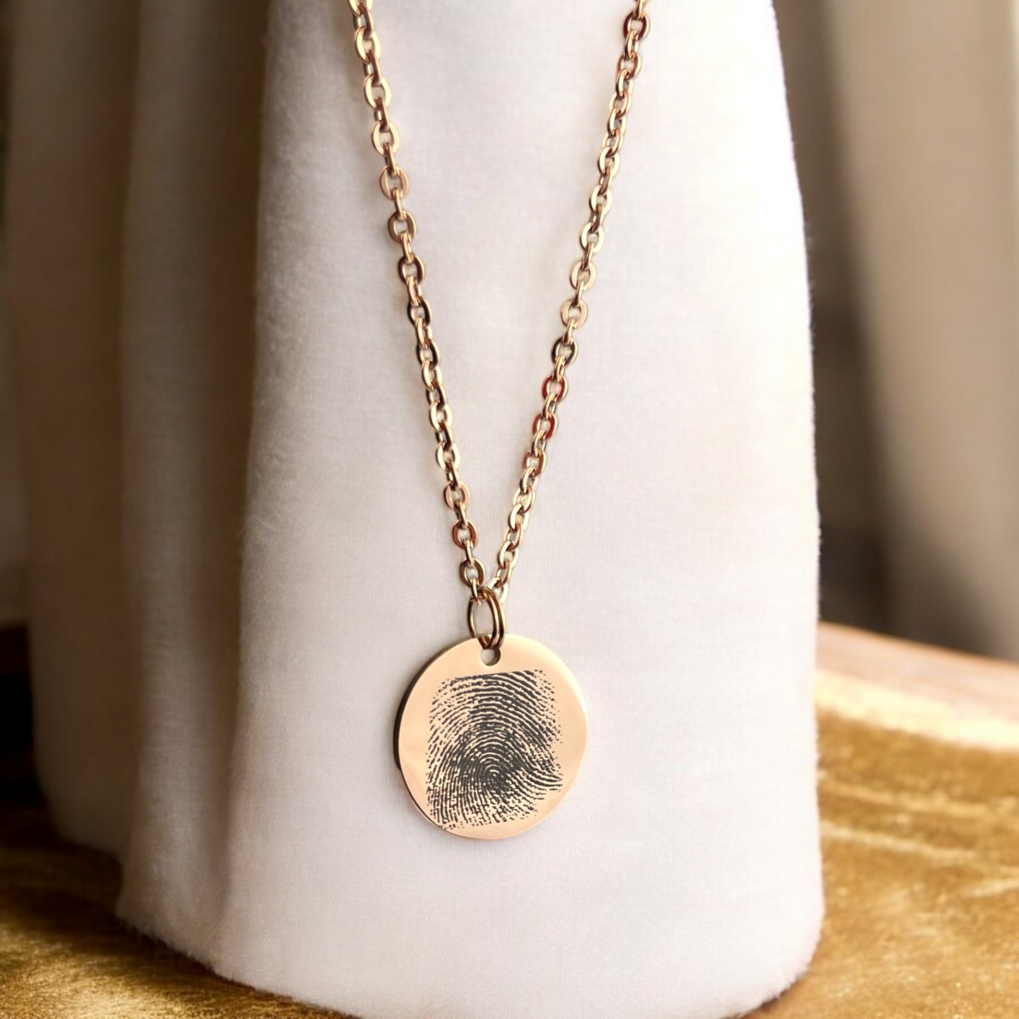 Personalized Stainless Steel Necklace with Fingerprint & Custom…