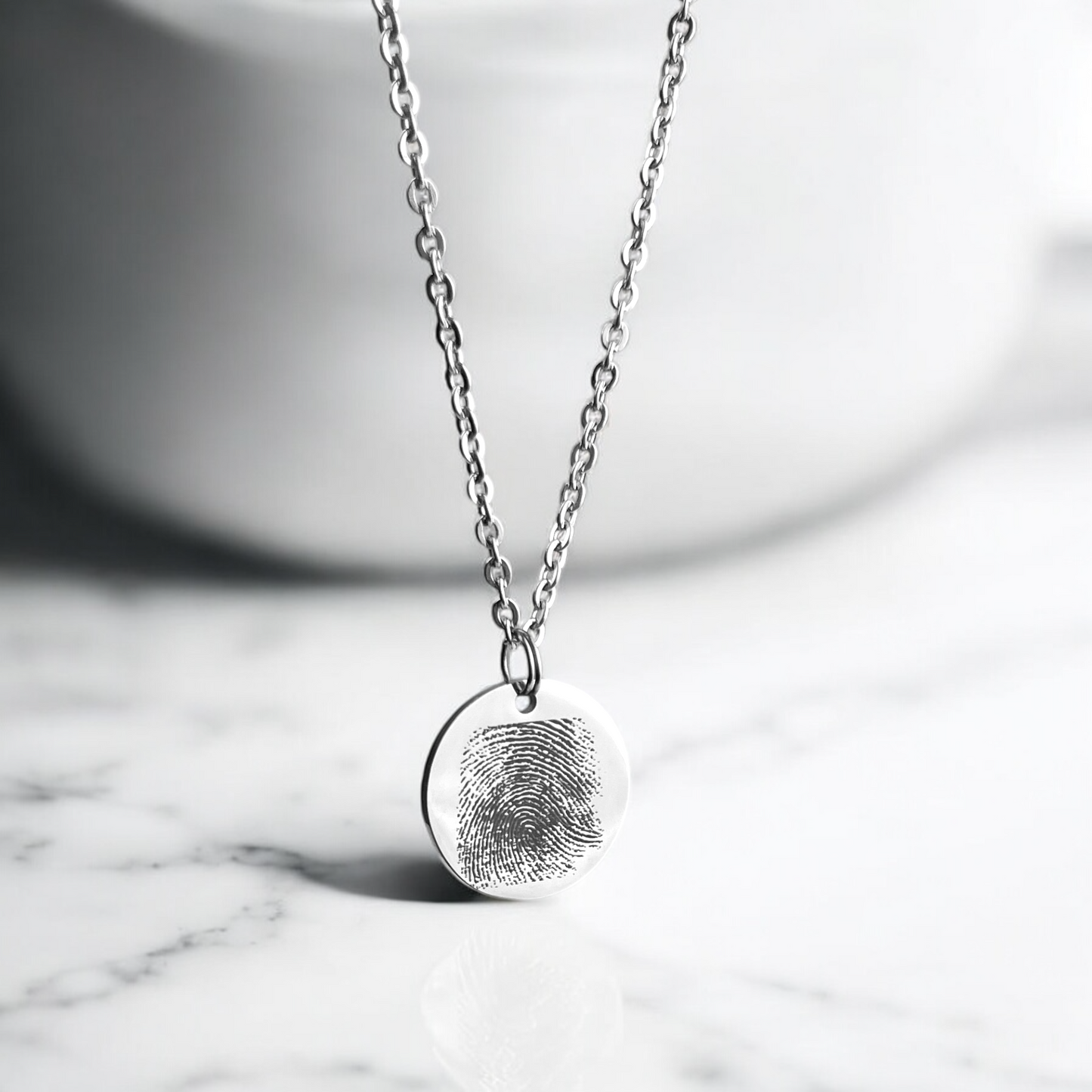 Personalized Stainless Steel Necklace with Fingerprint & Custom…
