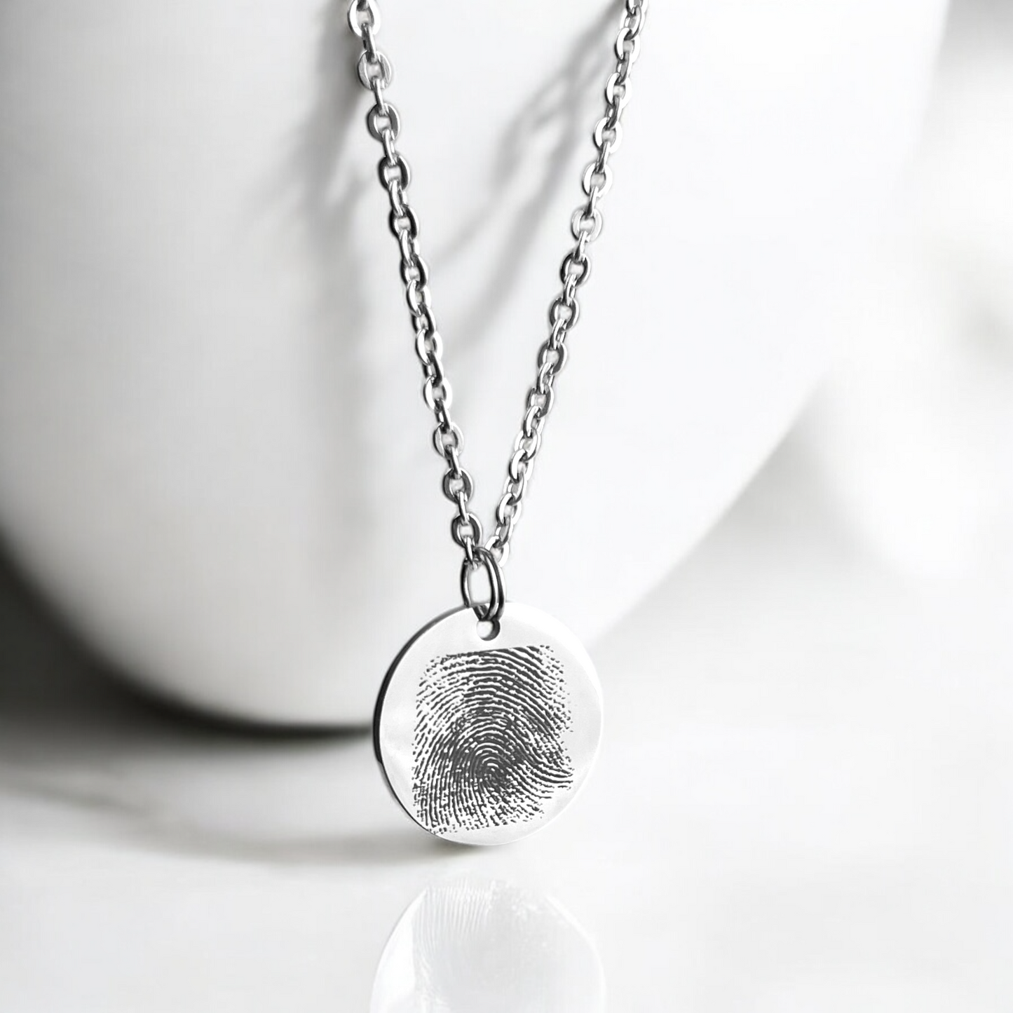 Personalized Stainless Steel Necklace with Fingerprint & Custom…
