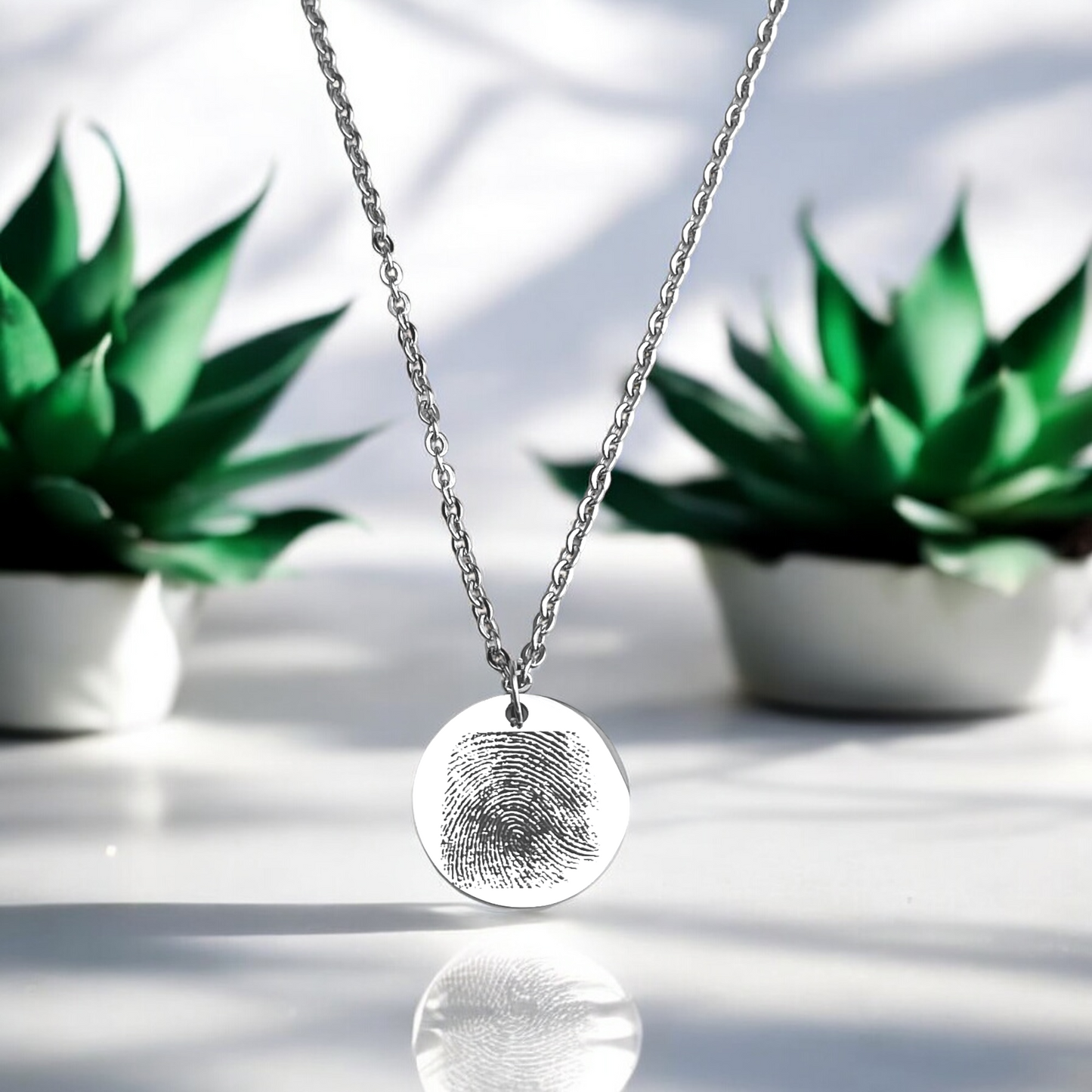 Personalized Stainless Steel Necklace with Fingerprint & Custom…