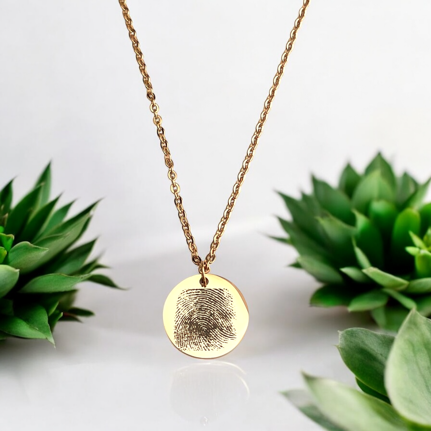 Personalized Stainless Steel Necklace with Fingerprint & Custom…