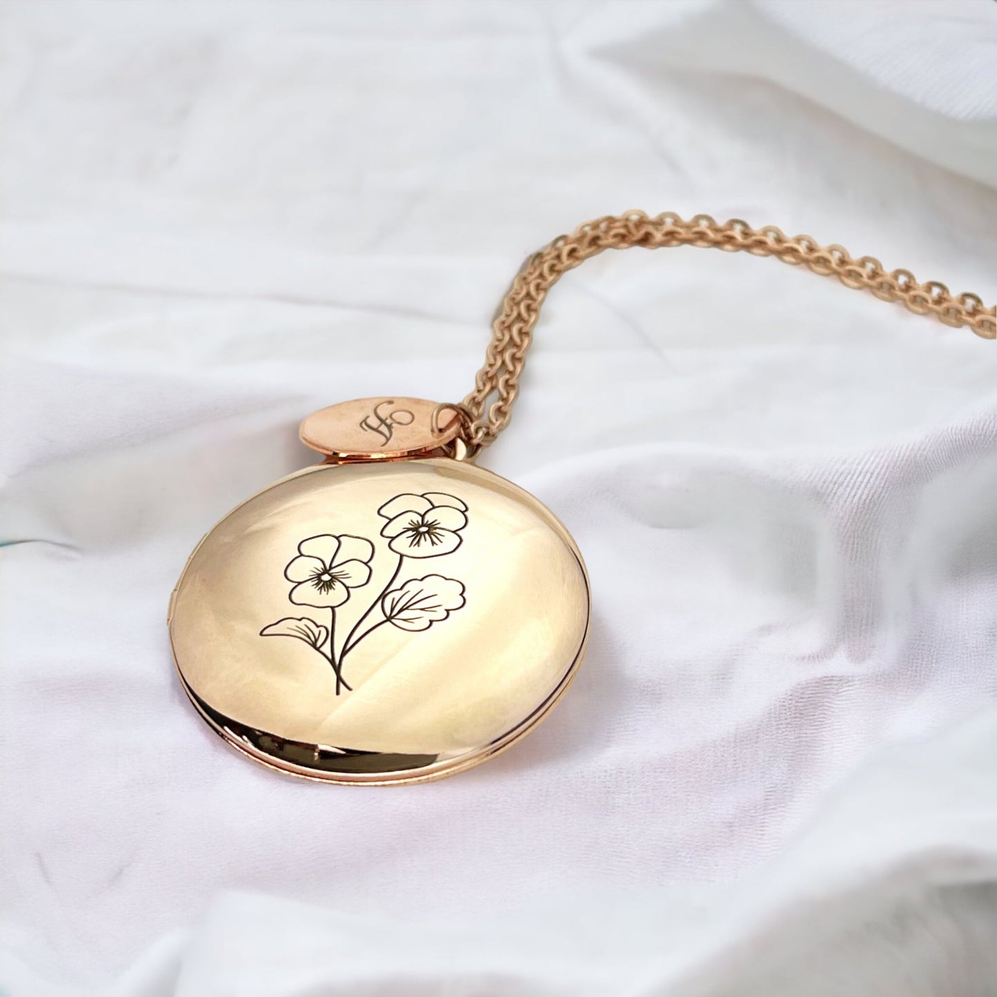 Personalized BIRTH FLOWER Photo Locket Necklace with Photo Service…