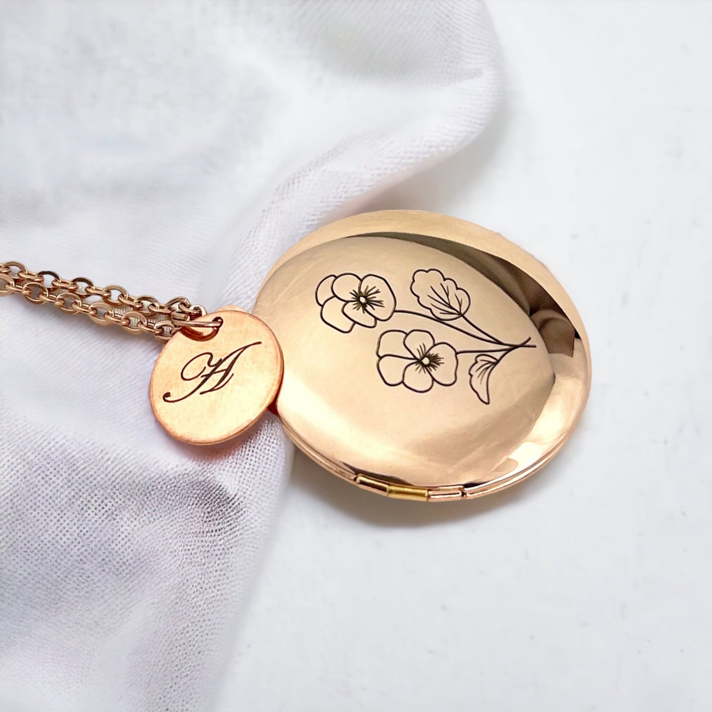 Personalized BIRTH FLOWER Photo Locket Necklace with Photo Service…