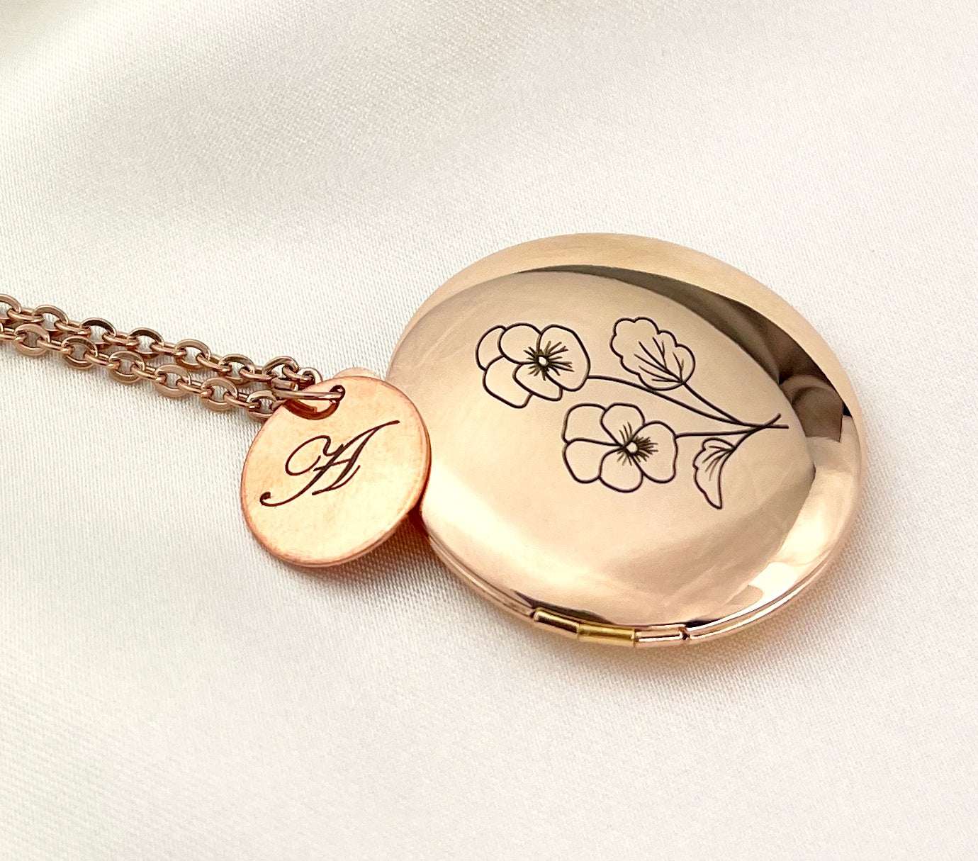Personalized BIRTH FLOWER Photo Locket Necklace with Photo Service…