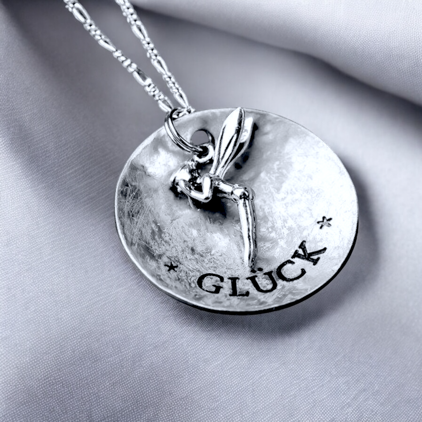 Luck — y Engraved Necklace with Fairy Pendant – 925 Silver Chain…
