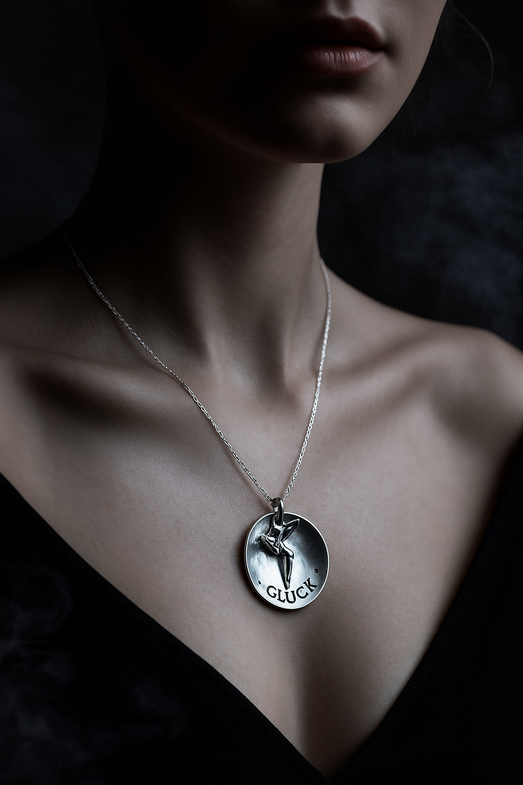 Luck — y Engraved Necklace with Fairy Pendant – 925 Silver Chain…