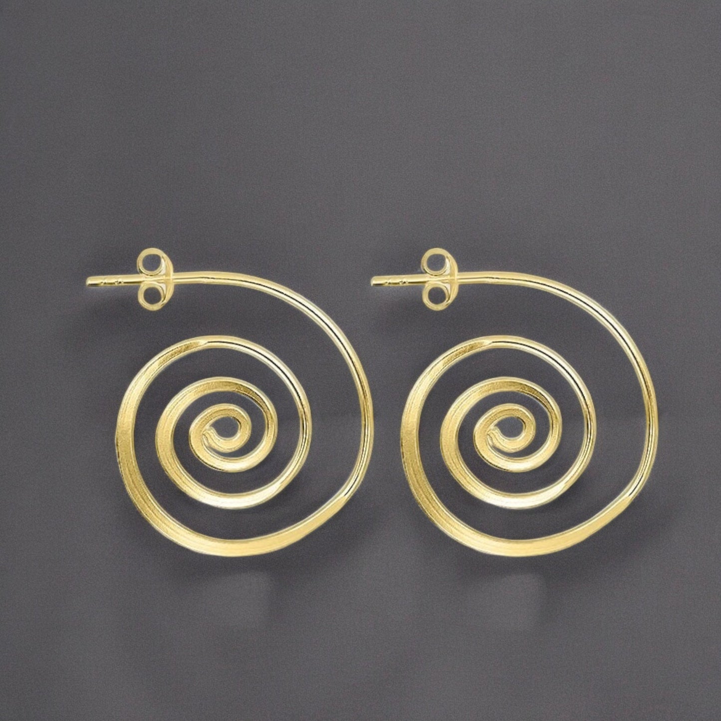 925 Sterling Silver Spiral Earrings – 18K Flash Gold Plated