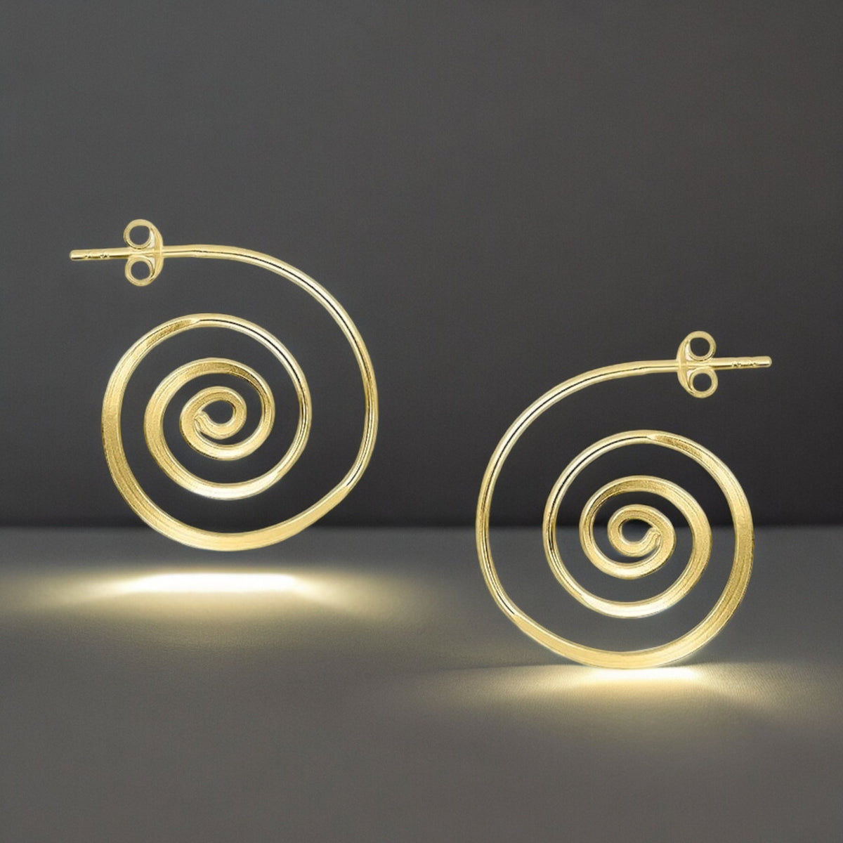 925 Sterling Silver Spiral Earrings – 18K Flash Gold Plated OHR925-148