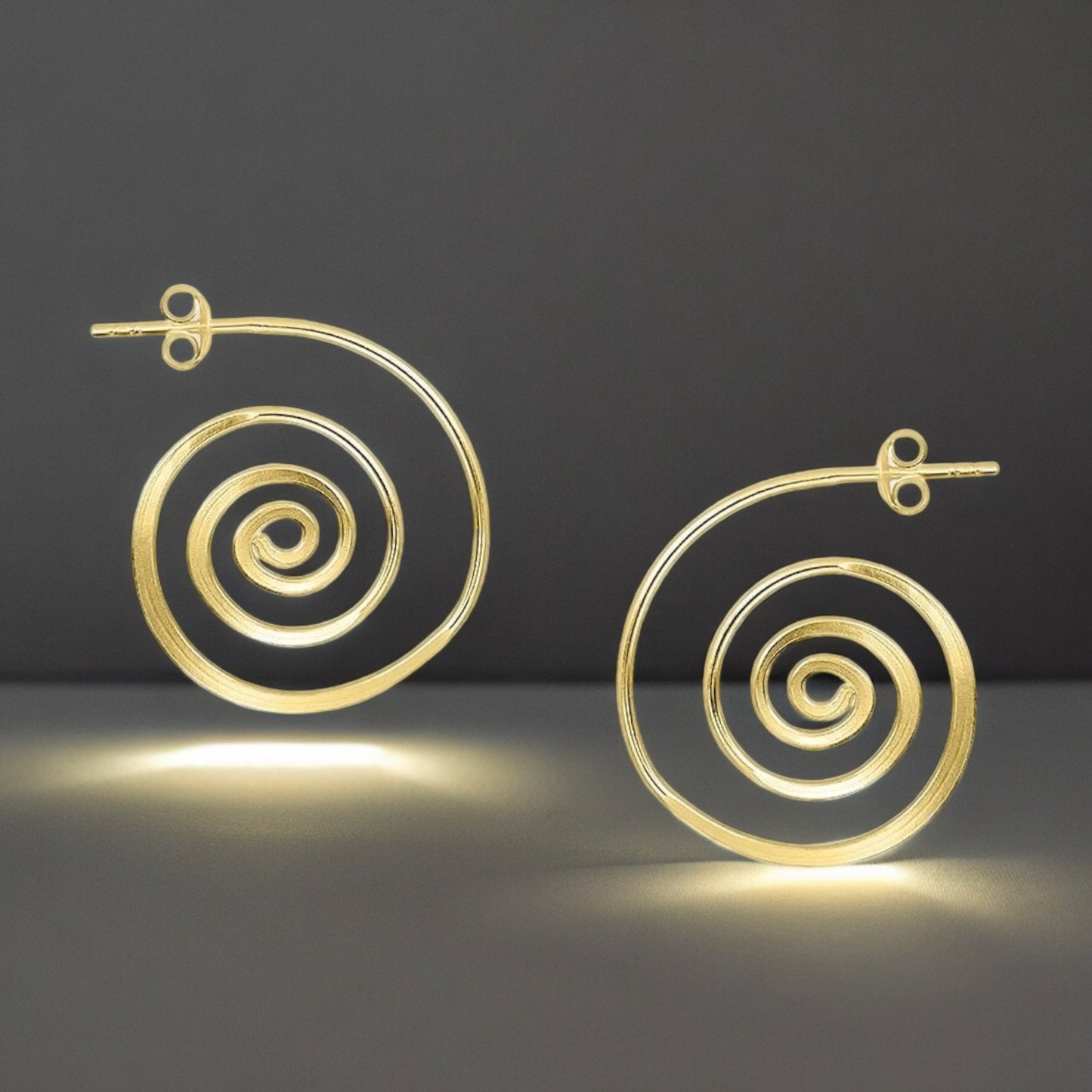 925 Sterling Silver Spiral Earrings – 18K Flash Gold Plated