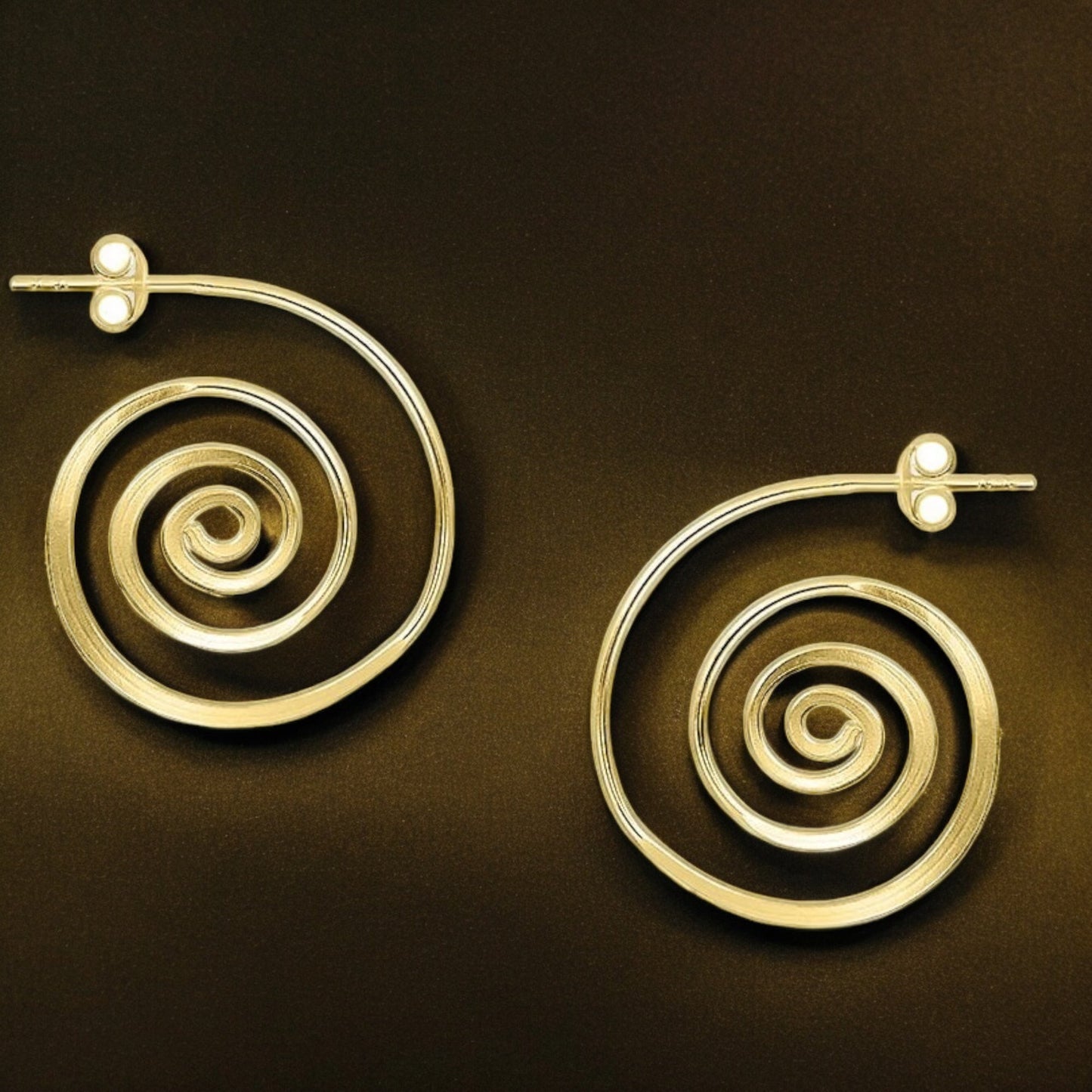 925 Sterling Silver Spiral Earrings – 18K Flash Gold Plated