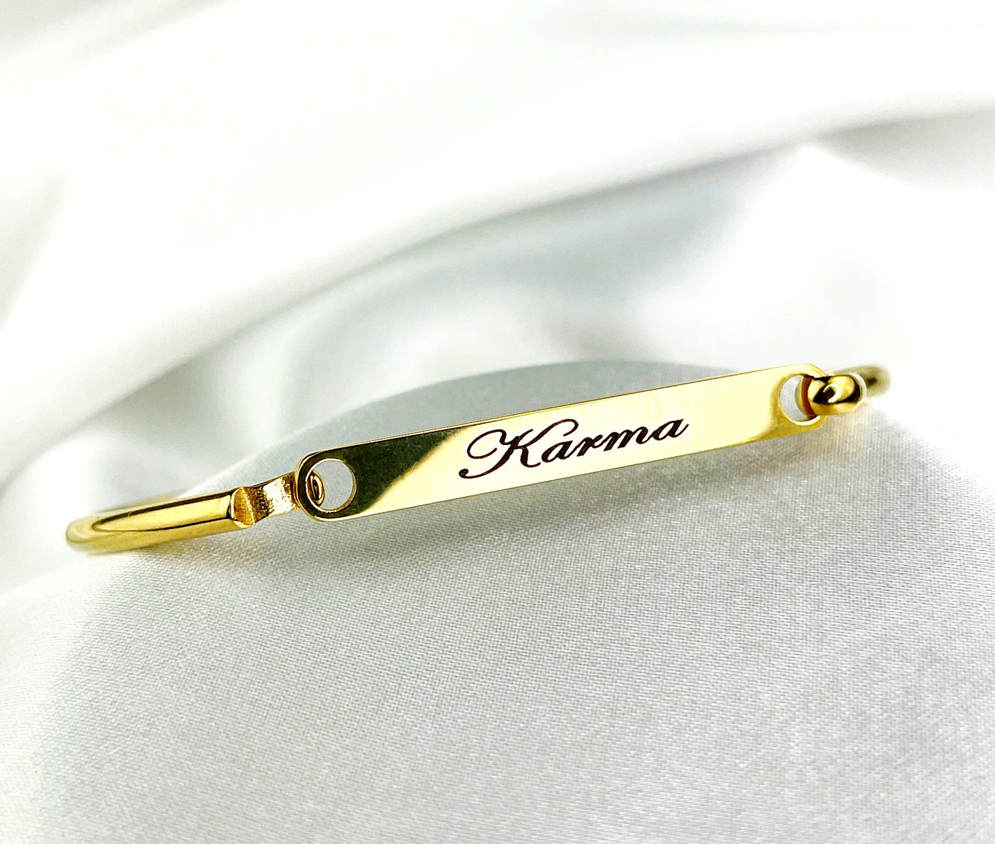Personalizable stainless steel bangle - engraving - gold color…