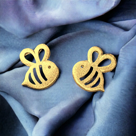 Bee Mini Stud Earrings - 925 Sterling Gold Gilded Earrings — 98