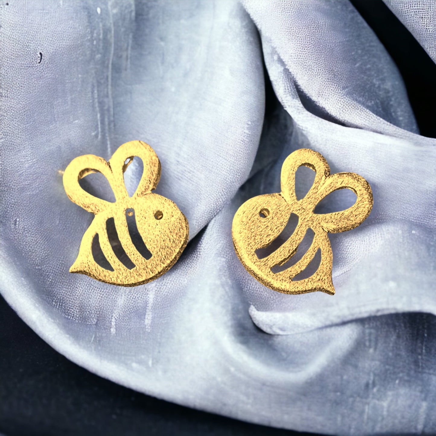 Bee Mini Stud Earrings - 925 Sterling Gold Gilded Earrings — 98