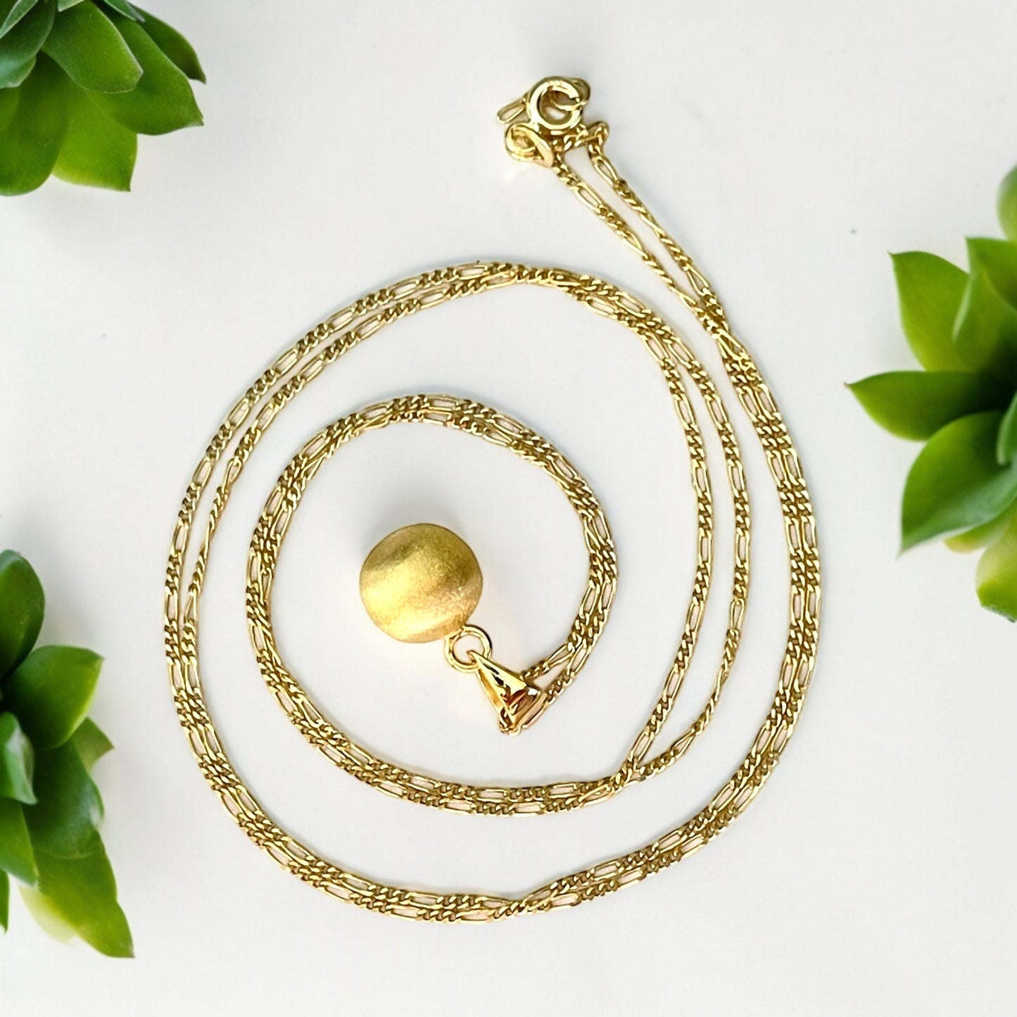 Classic 925 Sterling Silver Ball Pendant Necklace – Matte 18K Gold…