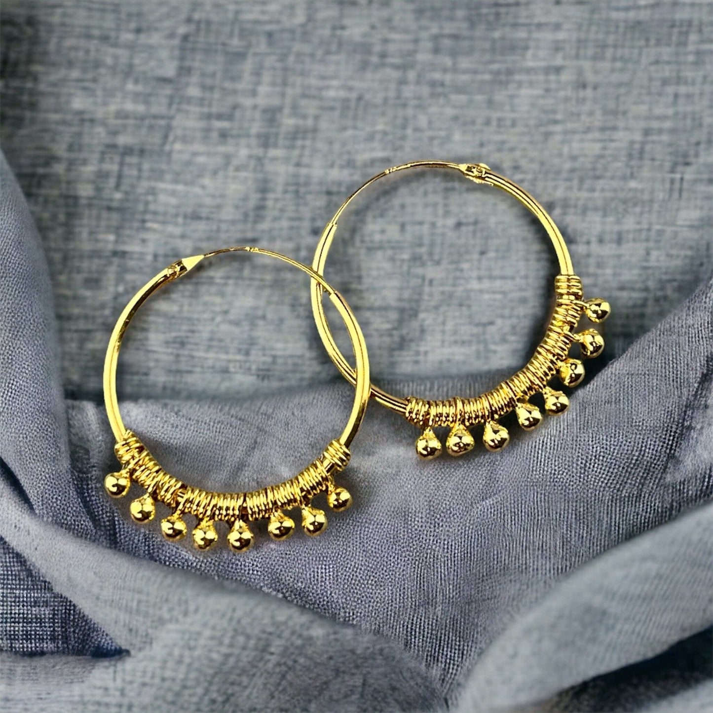 925 Sterling Gold Plated Gyspy Hoop Earrings