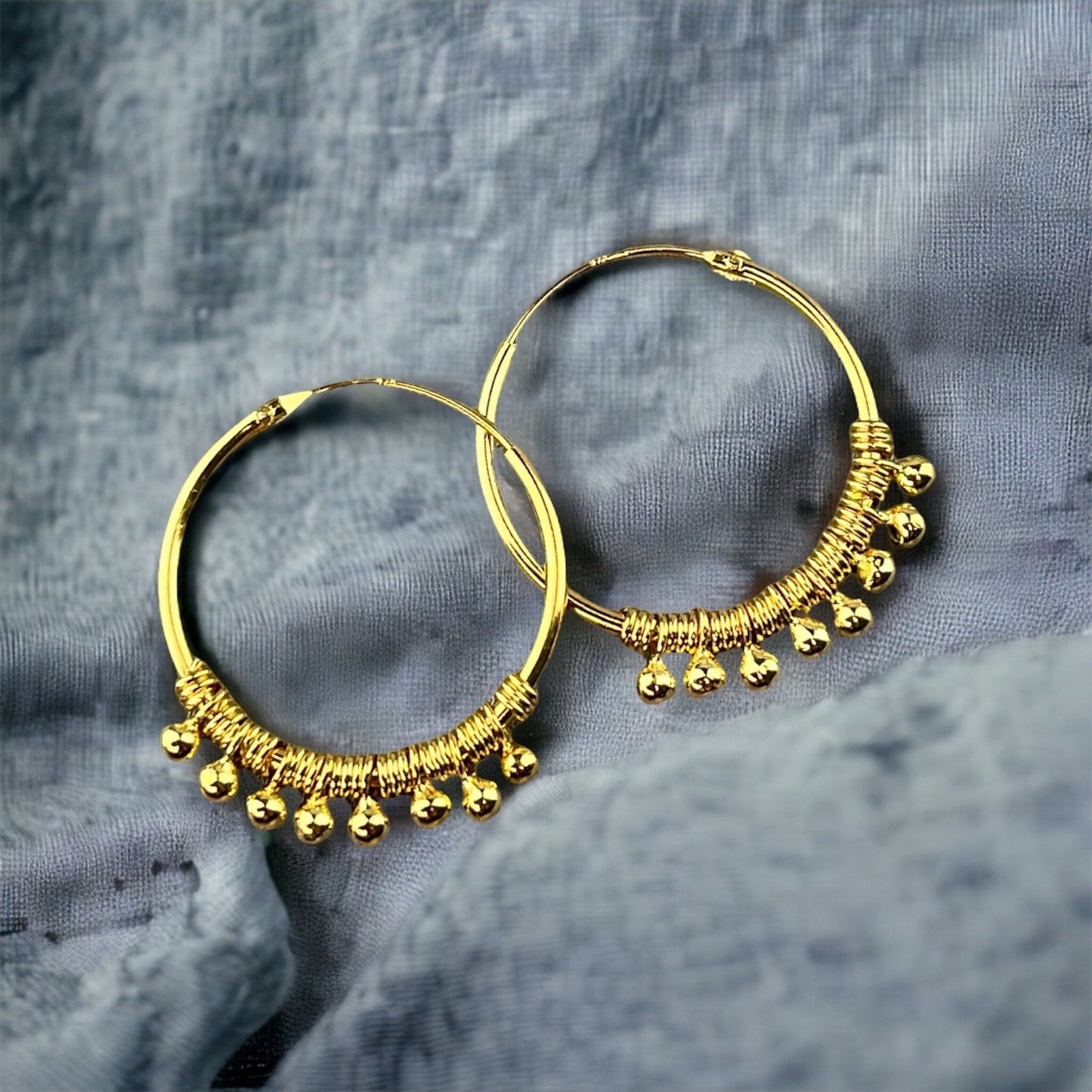 925 Sterling Gold Plated Gyspy Hoop Earrings
