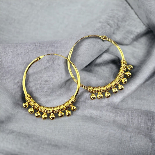 925 Sterling Gold Plated Gyspy Hoop Earrings