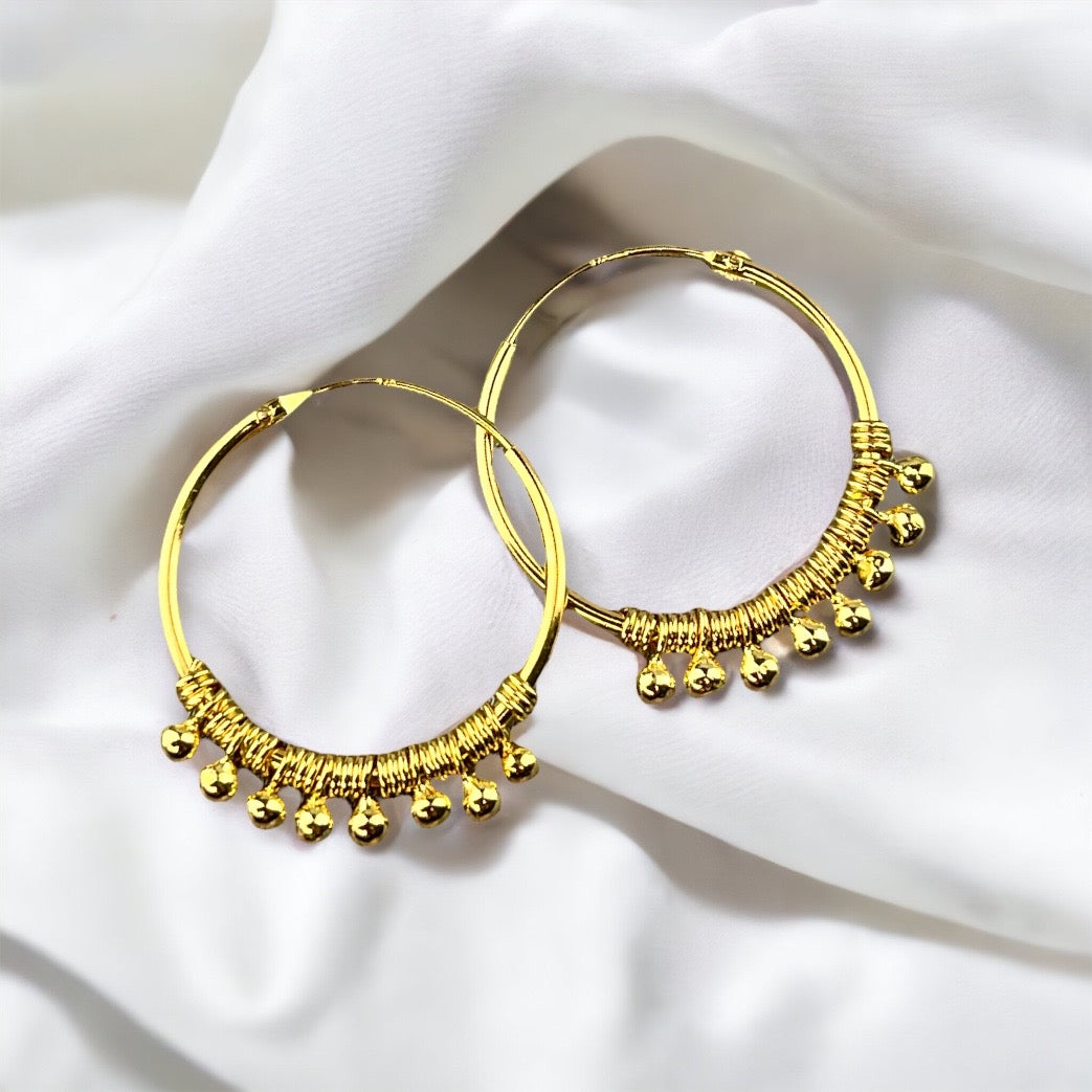 925 Sterling Gold Plated Gyspy Hoop Earrings