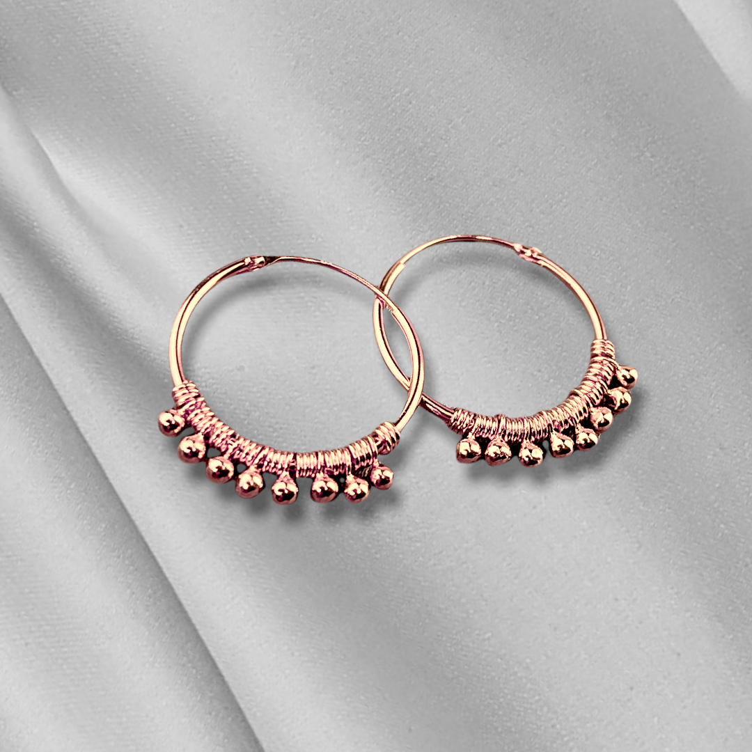 925 Rose Gold Plated Gypsy Hoop Earrings