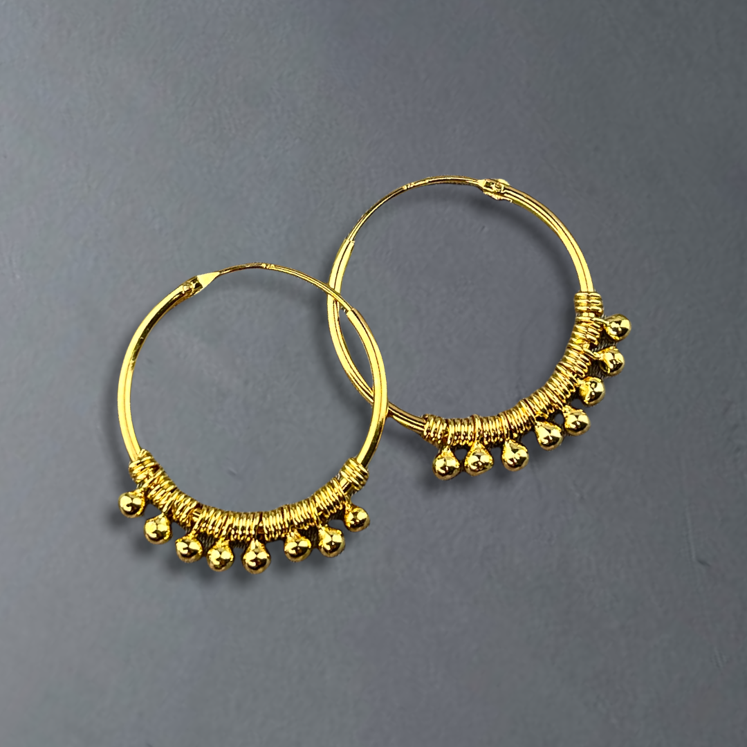 925 Sterling Gold Plated Gyspy Hoop Earrings