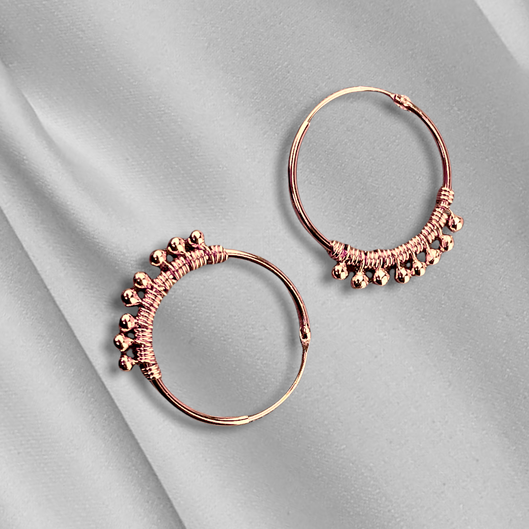 925 Rose Gold Plated Gypsy Hoop Earrings