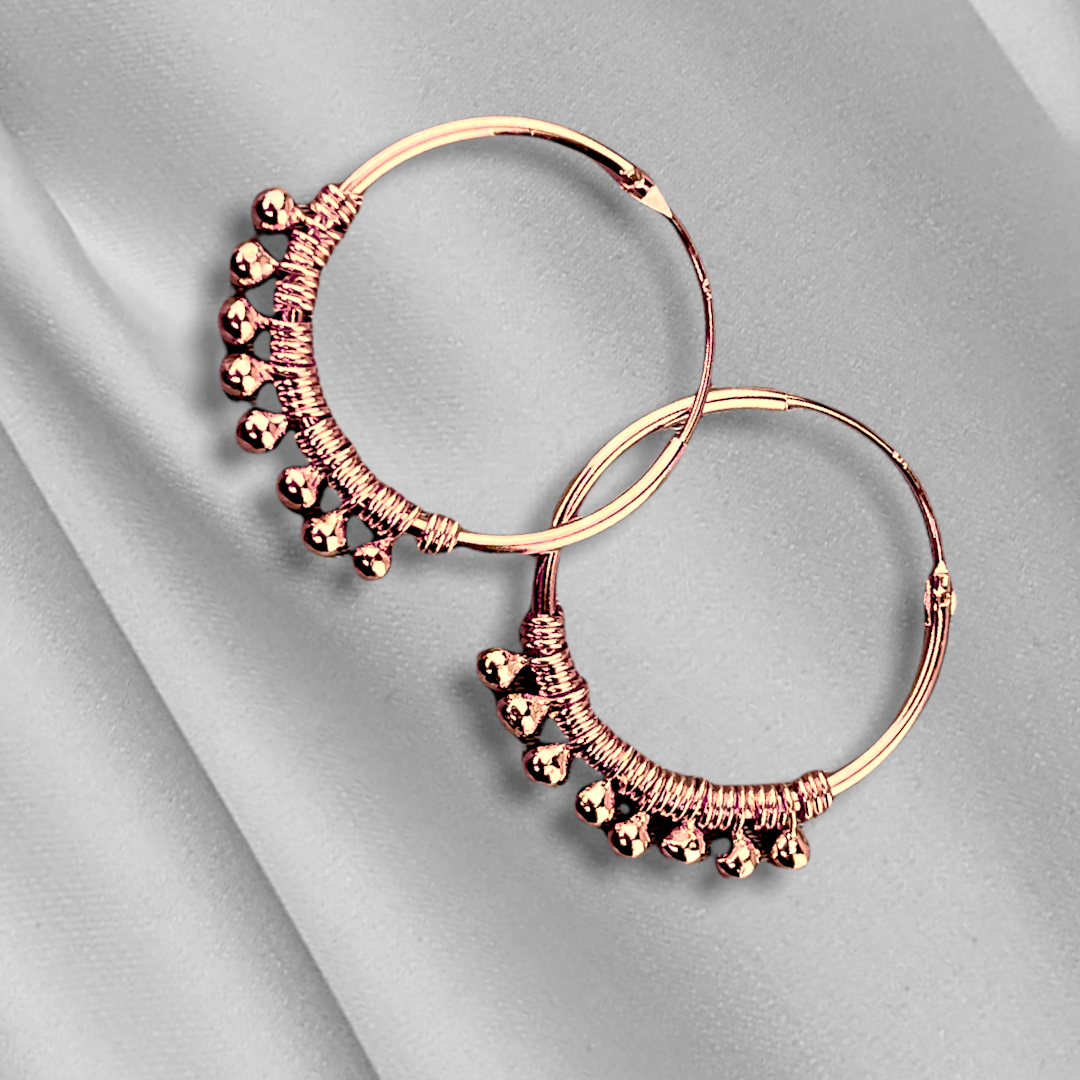 925 Rose Gold Plated Gypsy Hoop Earrings