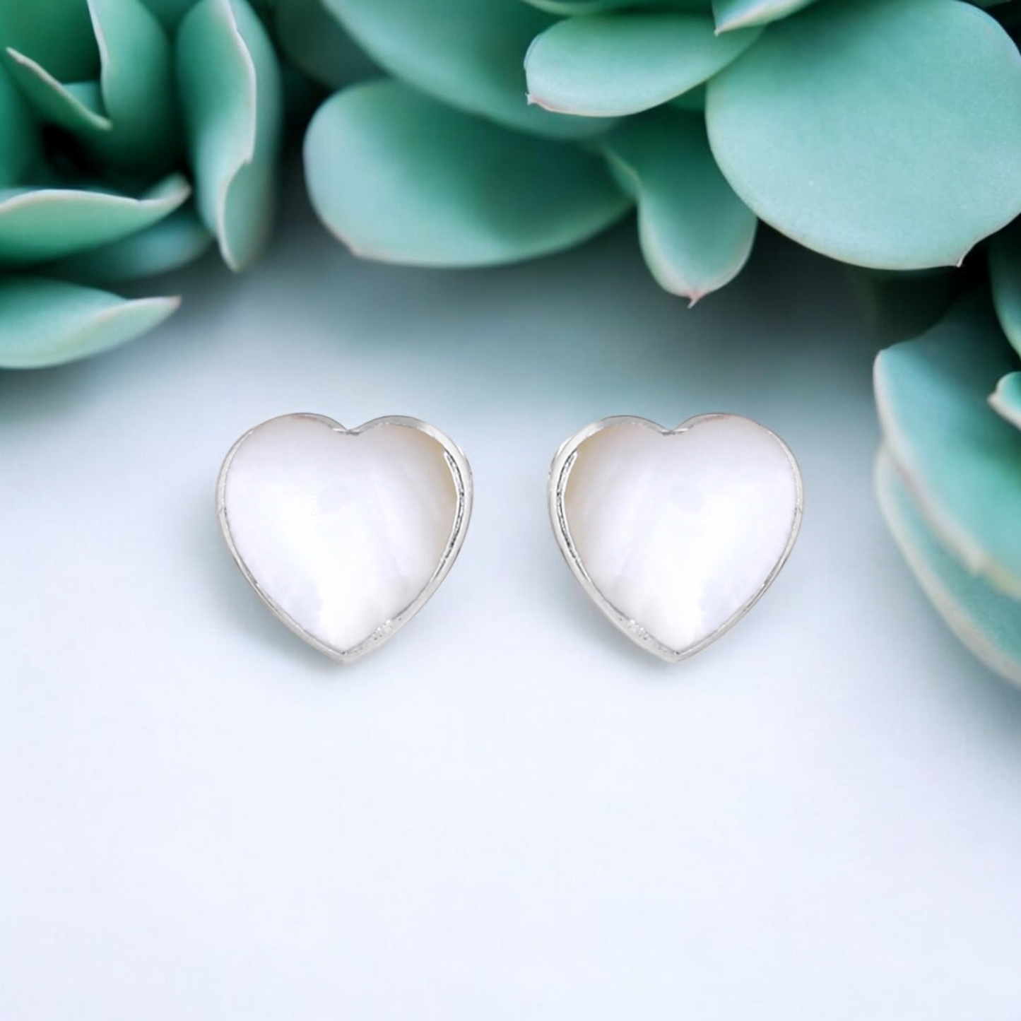 Mini 925 Sterling Silver Pearl Stud Earrings Heart