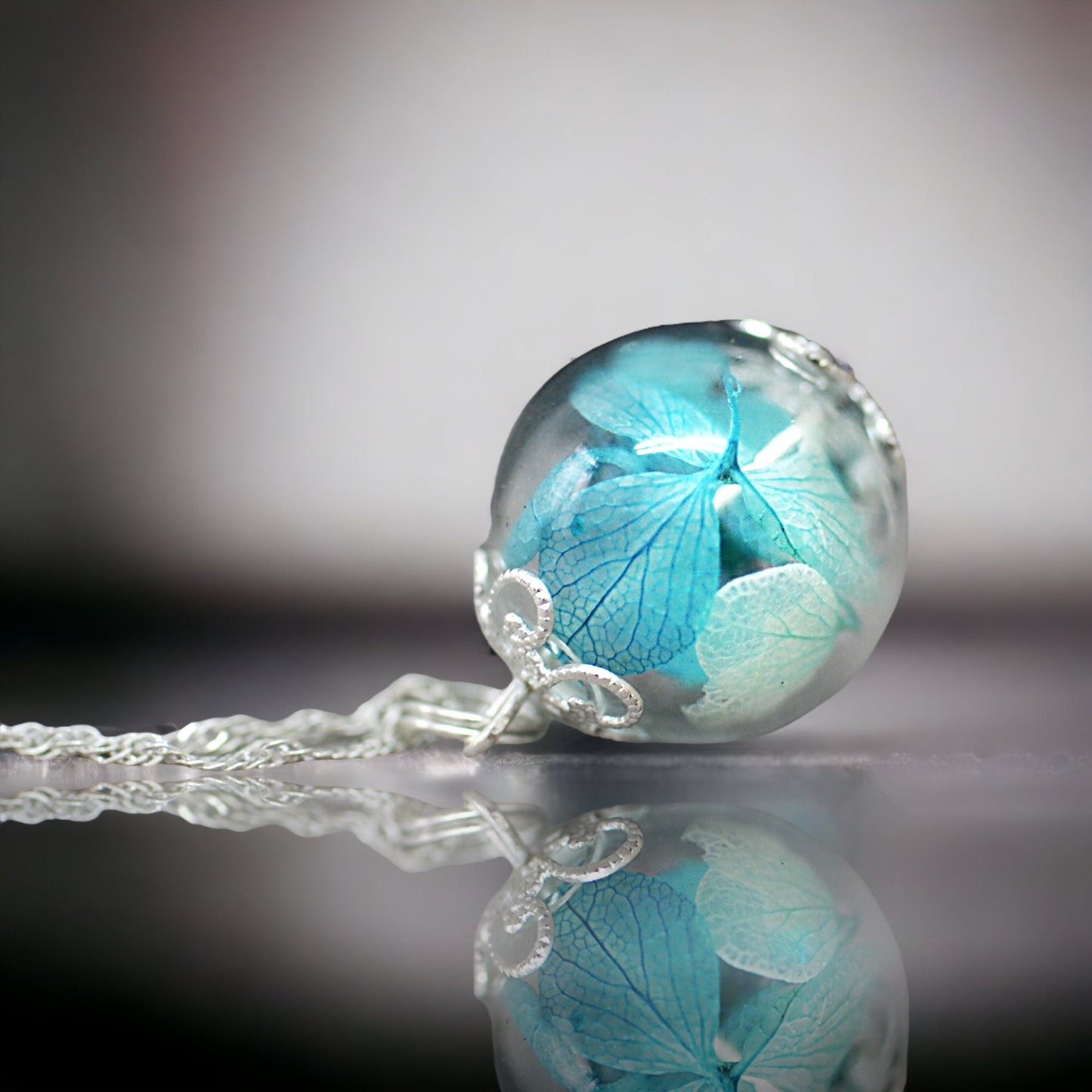 925 hydrangea macrophylla sterling silver chain