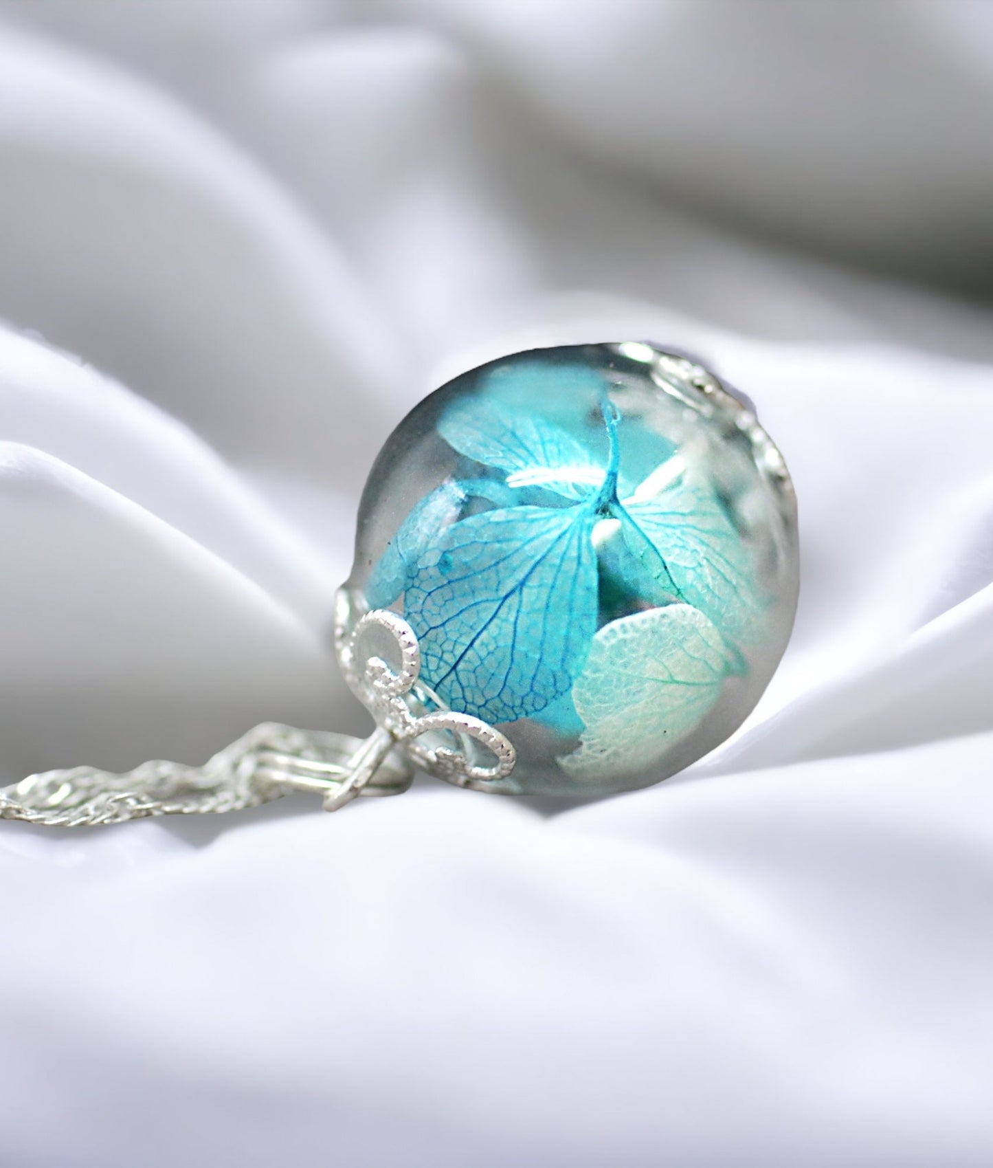 925 hydrangea macrophylla sterling silver chain
