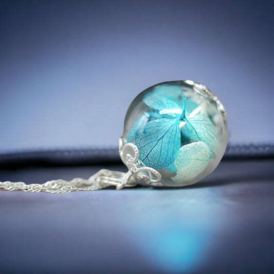 925 hydrangea macrophylla sterling silver chain