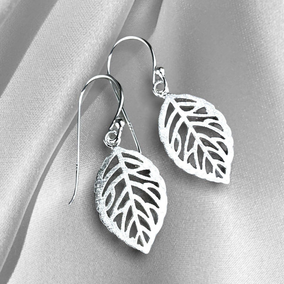 silver leaves — 925 sterling earrings