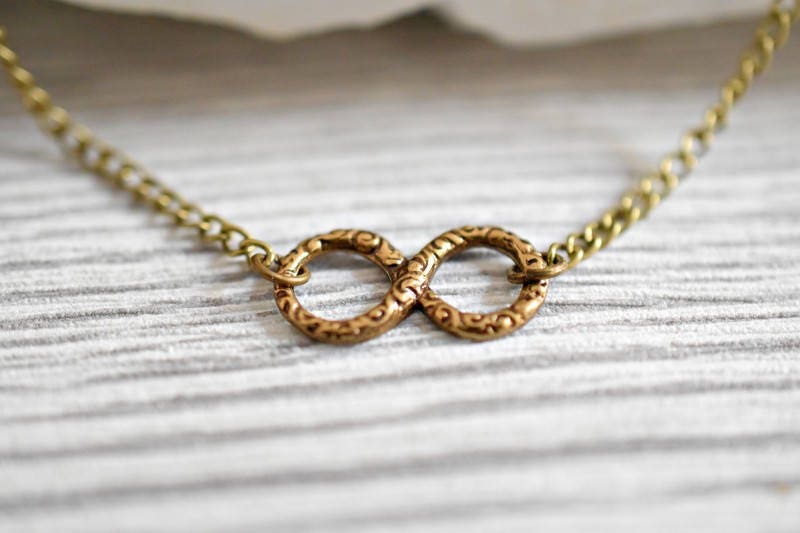 Infinity Chain - Bronze Filigree Infinity Eternity Jewelry Vintage…