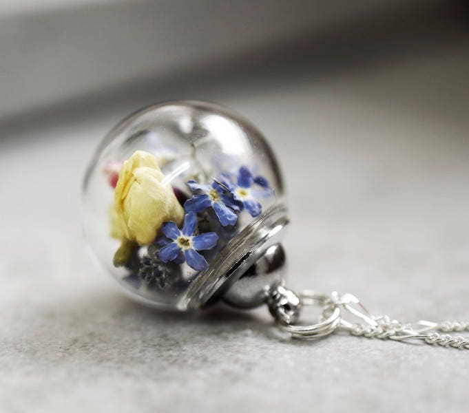 Wildflowers Necklace - Colorful Flowers Forget-Meinnicht Jasmine 925…
