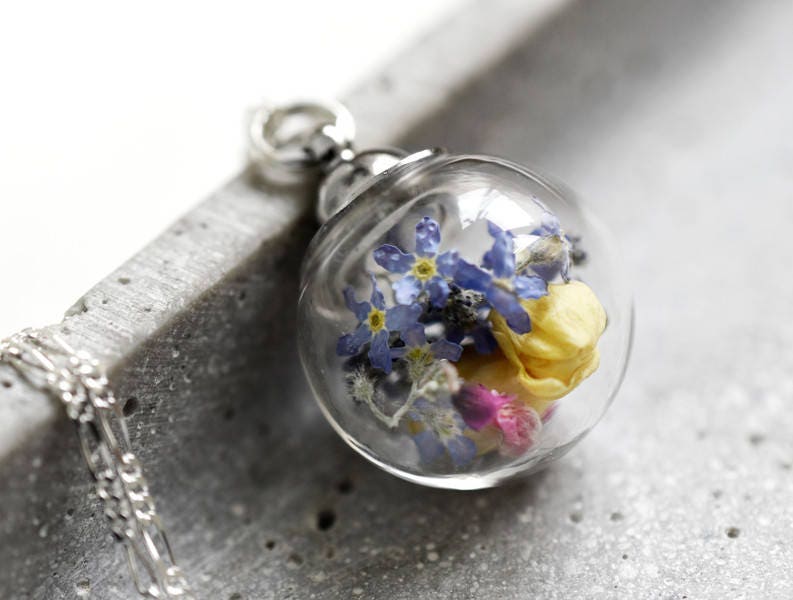 Wildflowers Necklace - Colorful Flowers Forget-Meinnicht Jasmine 925…