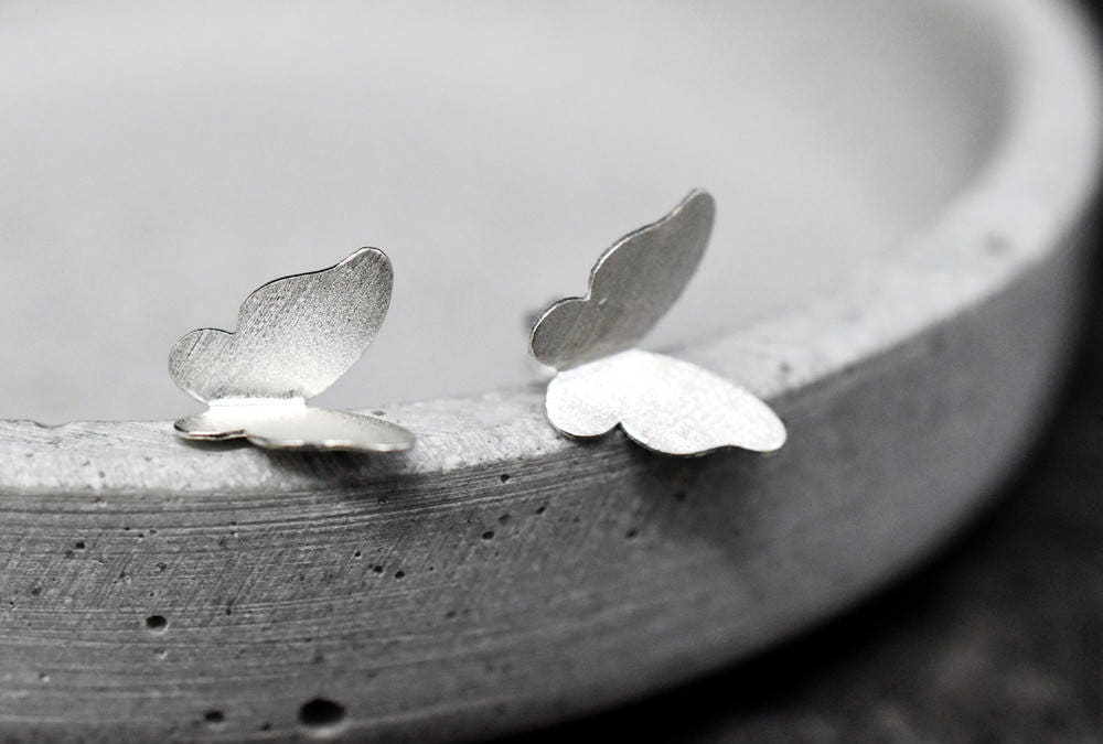 Mini Butterflies Stud Earrings - Minimalist 925 Sterling Silver…