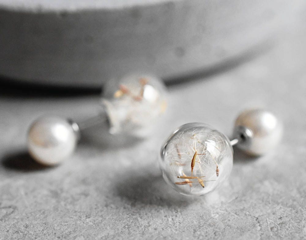 Double ear plug beads and puff flowers - elegant terrarium botanical…