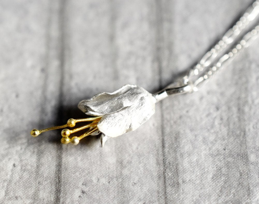 Belly Flowers Chain - 925 Silver Chain Golden Floral Pendant…