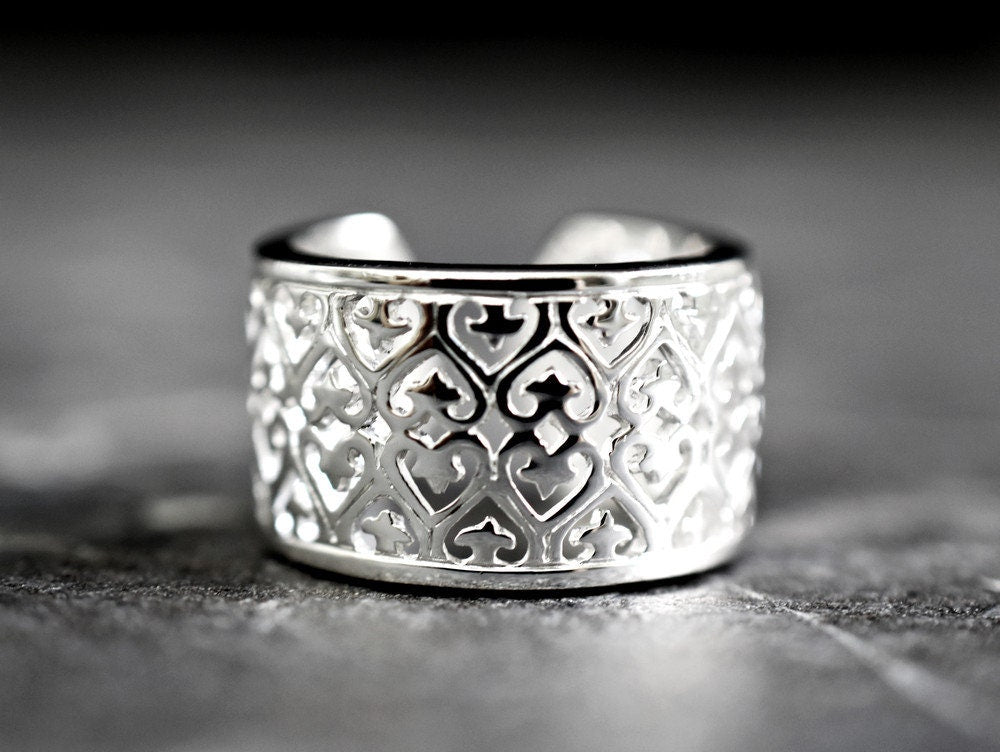 Ornamental 925 Sterling Silver Ring in Orient Style - Size…