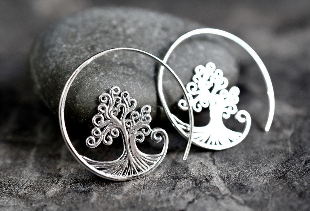 Grob Spiral Earrings - 925 Sterling Silver Tree of Life Earrings