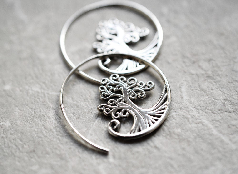 Grob Spiral Earrings - 925 Sterling Silver Tree of Life Earrings
