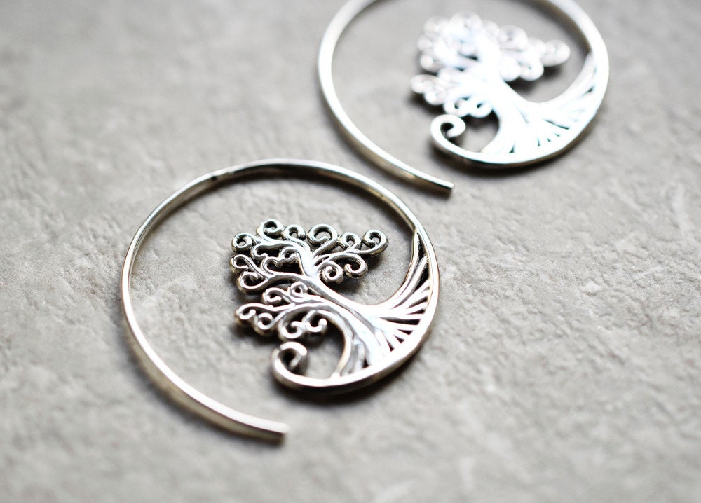 Grob Spiral Earrings - 925 Sterling Silver Tree of Life Earrings