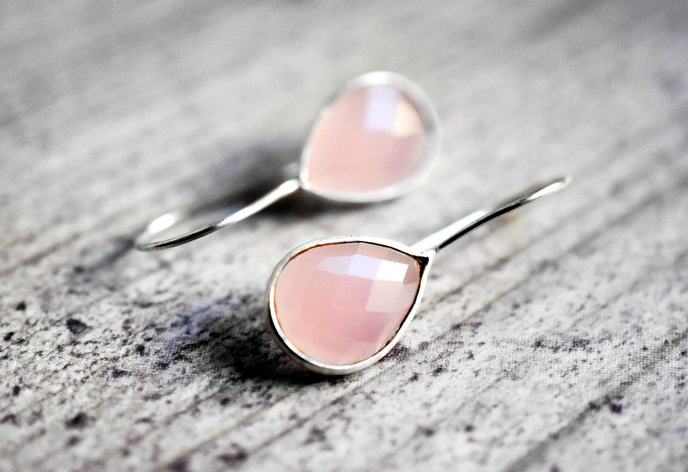 925 Sterling Silver Rose Quartz Earrings - Elegant Gemstone Jewelry