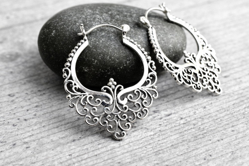 Good Karma Silver Lace Creolen - 925 Sterling Bohemian Style…