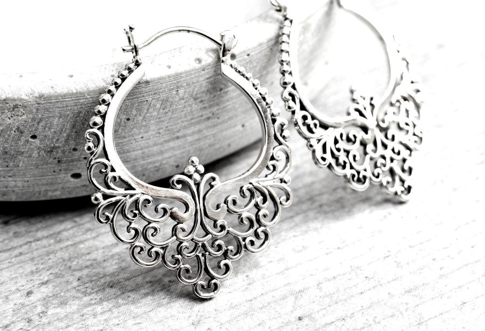 Good Karma Silver Lace Creolen - 925 Sterling Bohemian Style…
