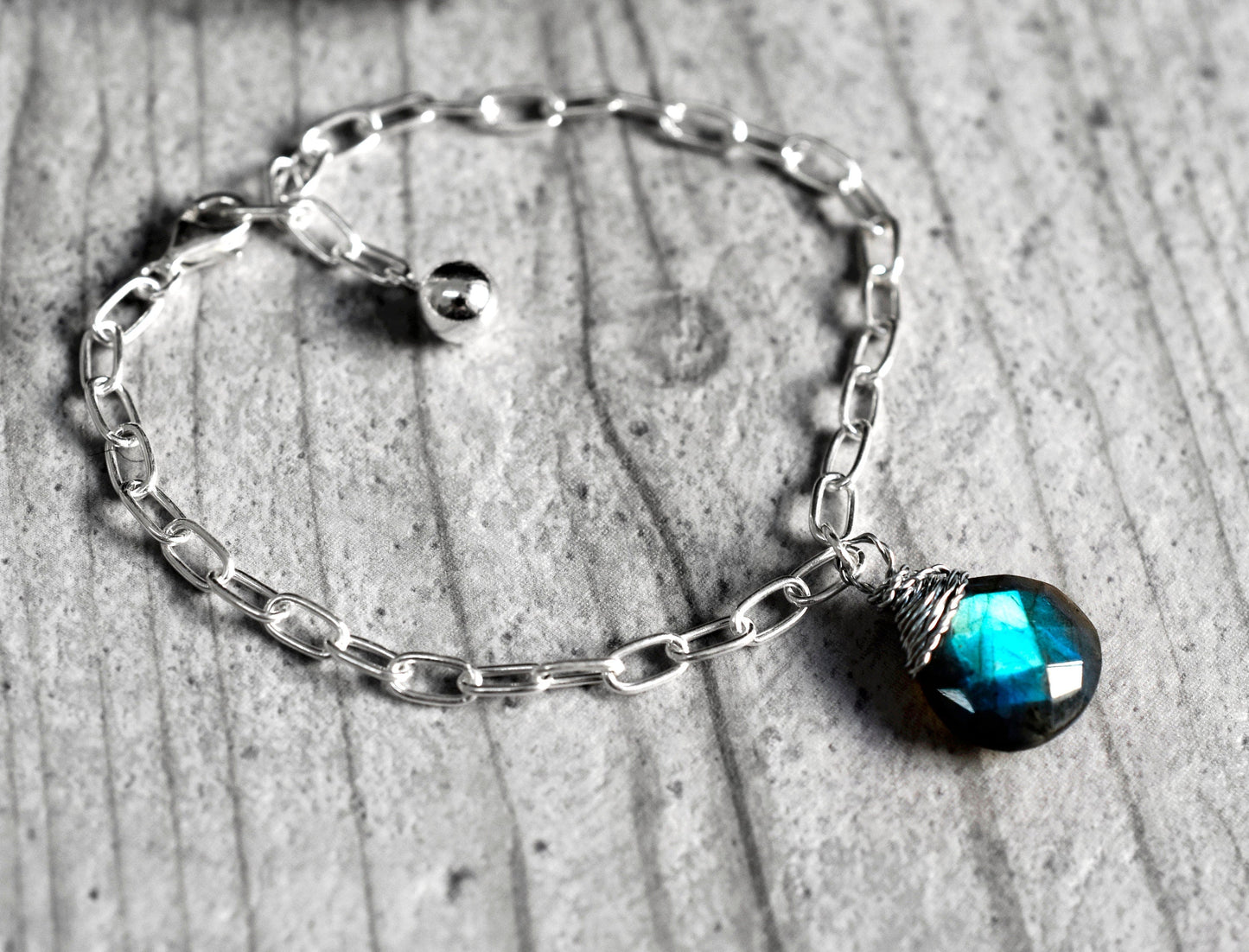 Labradorite Gemstone Bracelet - 925 Sterling Silver Meditation…