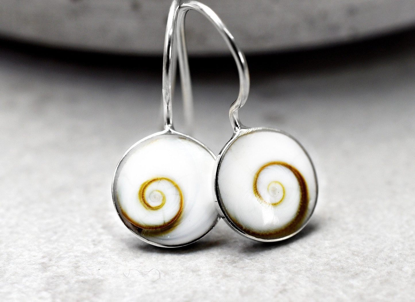 Shiva Eyes Earrings - 925 Sterling Silver Minimalist Shell Ocean…