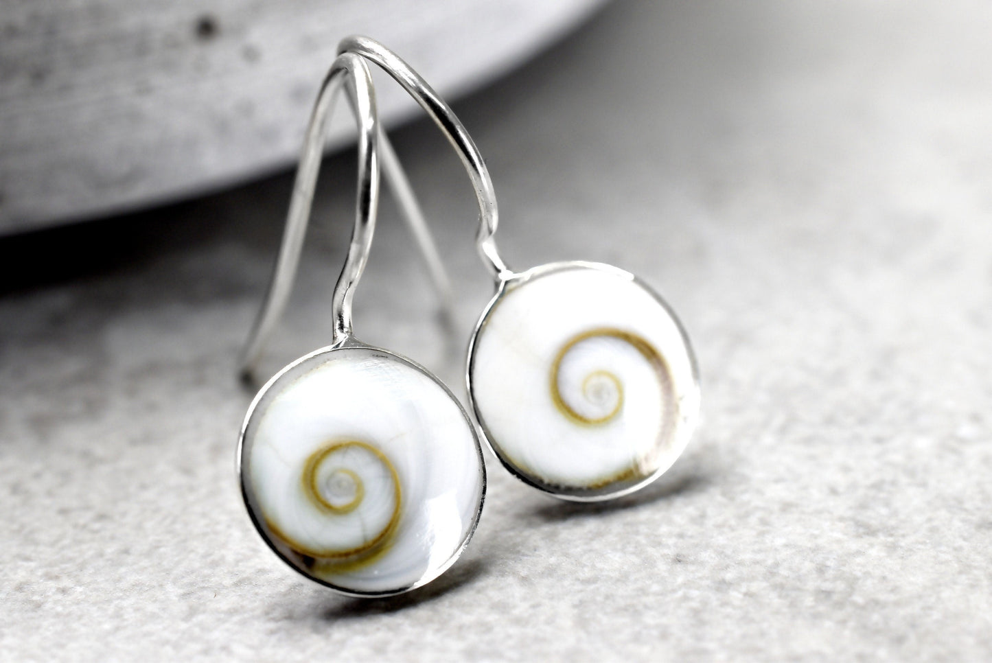 Shiva Eyes Earrings - 925 Sterling Silver Minimalist Shell Ocean…