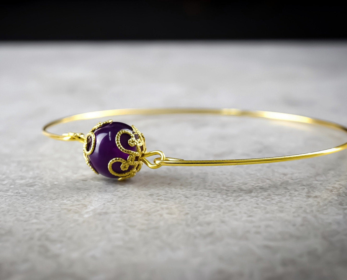 Amethyst Gold Bracelet - Gold Plated Minimalist Gem Aura Jewelry…